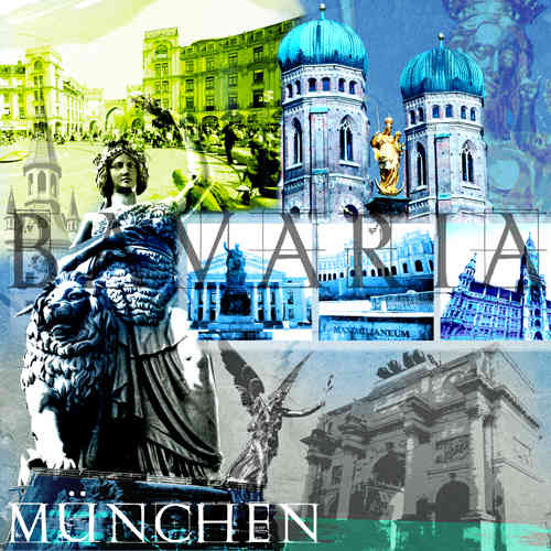 München Collage blau