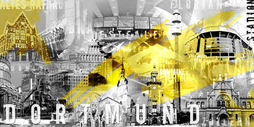 Dortmund Collage quer sw/gelb