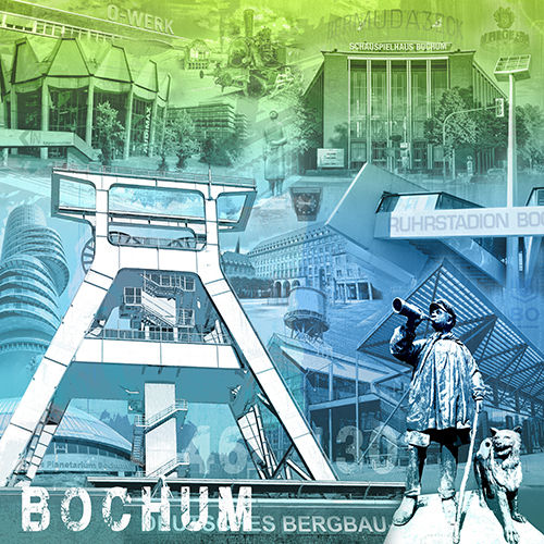Bochum Collage blau/türkis